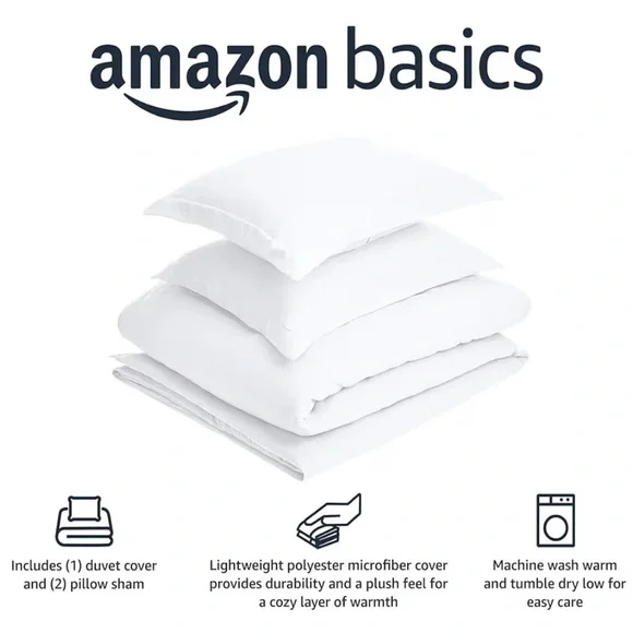 Amazon Basics Queen White Bedding Set - Picture 4 of 6